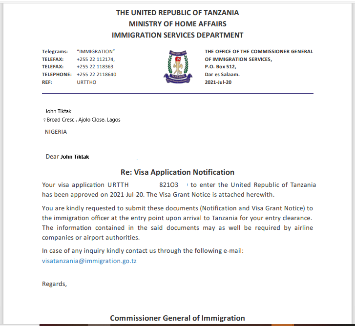sample of application letter in tanzania